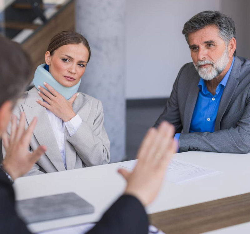 Lawyer explaining benefits to clients