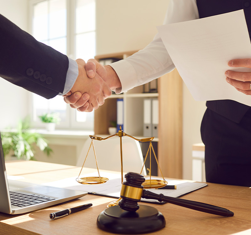 Lawyer and client shaking hands