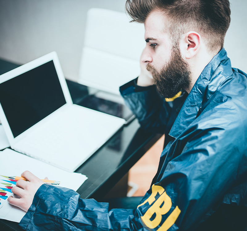 FBI investigator working at the office