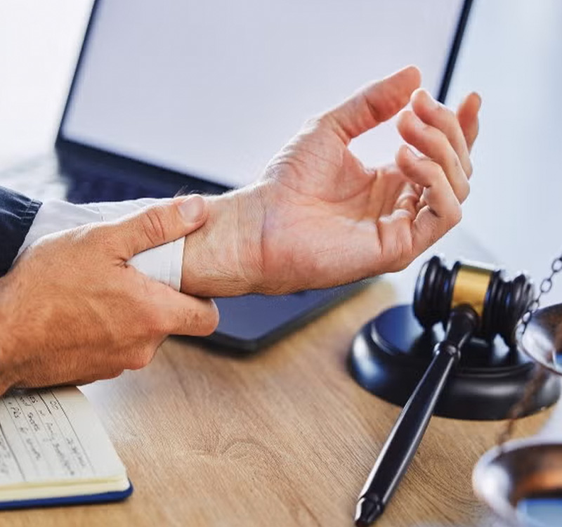 Worker suffering from wrist pain