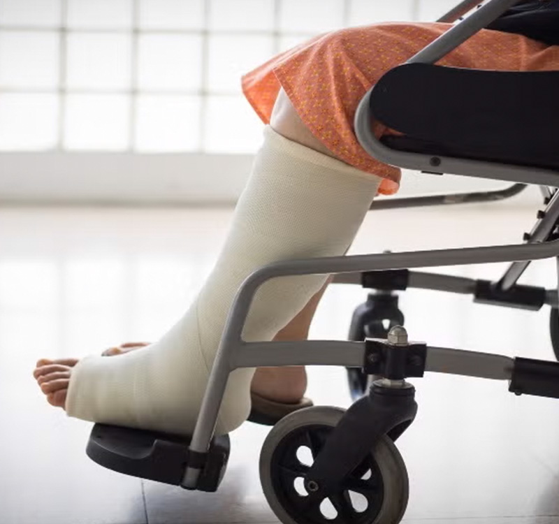Worker in wheelchair after accident