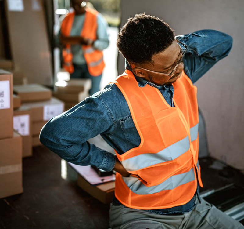 Worker suffering from back pain